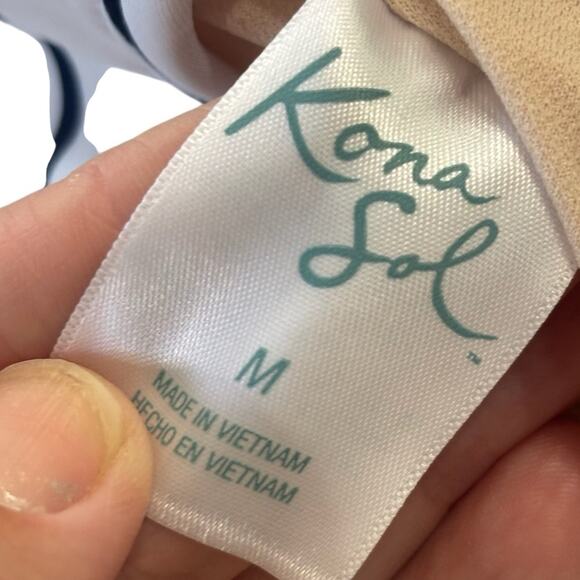 Kona Sol Women's V Neck Full Coverage Swimsuit  Stripe One Piece Size MEDIUM - Picture 5 of 10